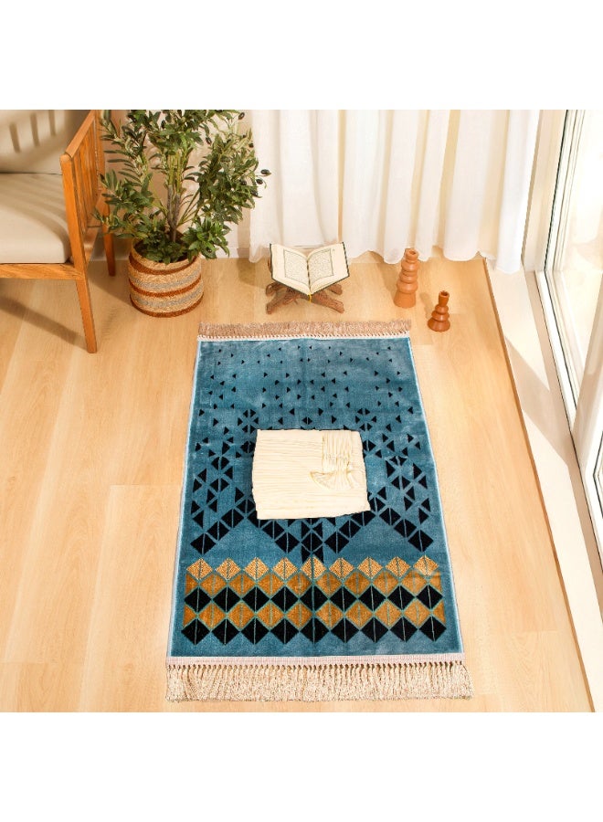 سجادتي سجادة صلاة بالما أزرق 8 مم أنيقة وناعمة مع جلال صلاة مريحة وعالية الجودة - Image 1